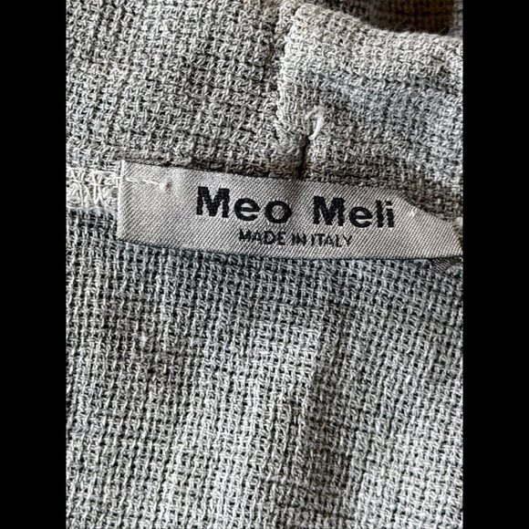 Meo Meli Cardigan OS Womens Gray Open Front Cropped Linen Cotton Woven Knit - Picture 6 of 7